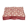 Coussin de sol carré rouge terracotta motifs blancs 40x40cm