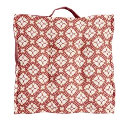 Coussin de sol carré rouge terracotta motifs blancs 40x40cm