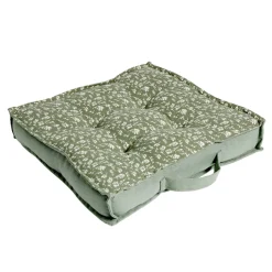 Coussin de sol carré vert sapin motif floral blanc 40x40cm < Gifi Hot