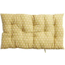 Coussin de sol rectangulaire jaune moutarde motifs pois blancs 60x120cm