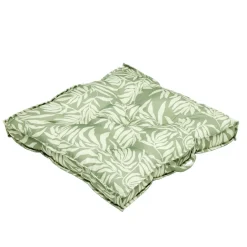Coussin dossier format palette motif feuillage vert et beige 60x60xH8cm
