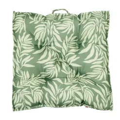 Coussin dossier format palette motif feuillage vert et beige 60x60xH8cm