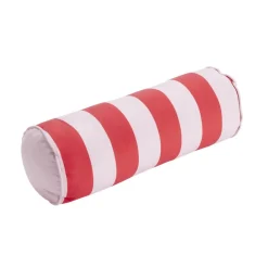 Coussin forme boudin bayadère rayures colorées Ø15x40cm (2 modèles rouge ou vert ) < Gifi