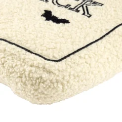Coussin Halloween pierre tombale inscription polyester blanc 30x36cm