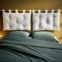 Coussin pour tête de lit en tissu bouclette blanc cassé 70x50 cm < Gifi New