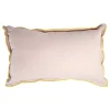 Coussin rectangulaire en lin et coton rose bord orange 30x50cm < Gifi Online