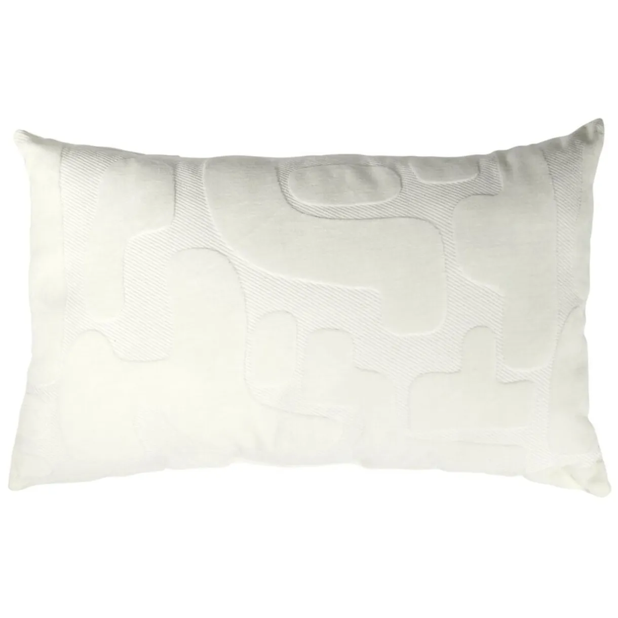 Coussin rectangulaire motif organique relief velours blanc 30x50cm < Gifi Discount