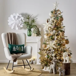 Coussin rectangulaire velours imprimé sapins de Noël polyester L50X30 cm vert < Gifi Clearance