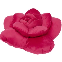 Coussin rond velours forme fleur rouge Ø35cm < Gifi