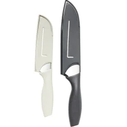 Couteau de cuisine x2 acier avec protection 3,5x33cm