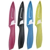 Couteau de cuisine x4 lame inox manche plastique coloré et étuis L19,5cm