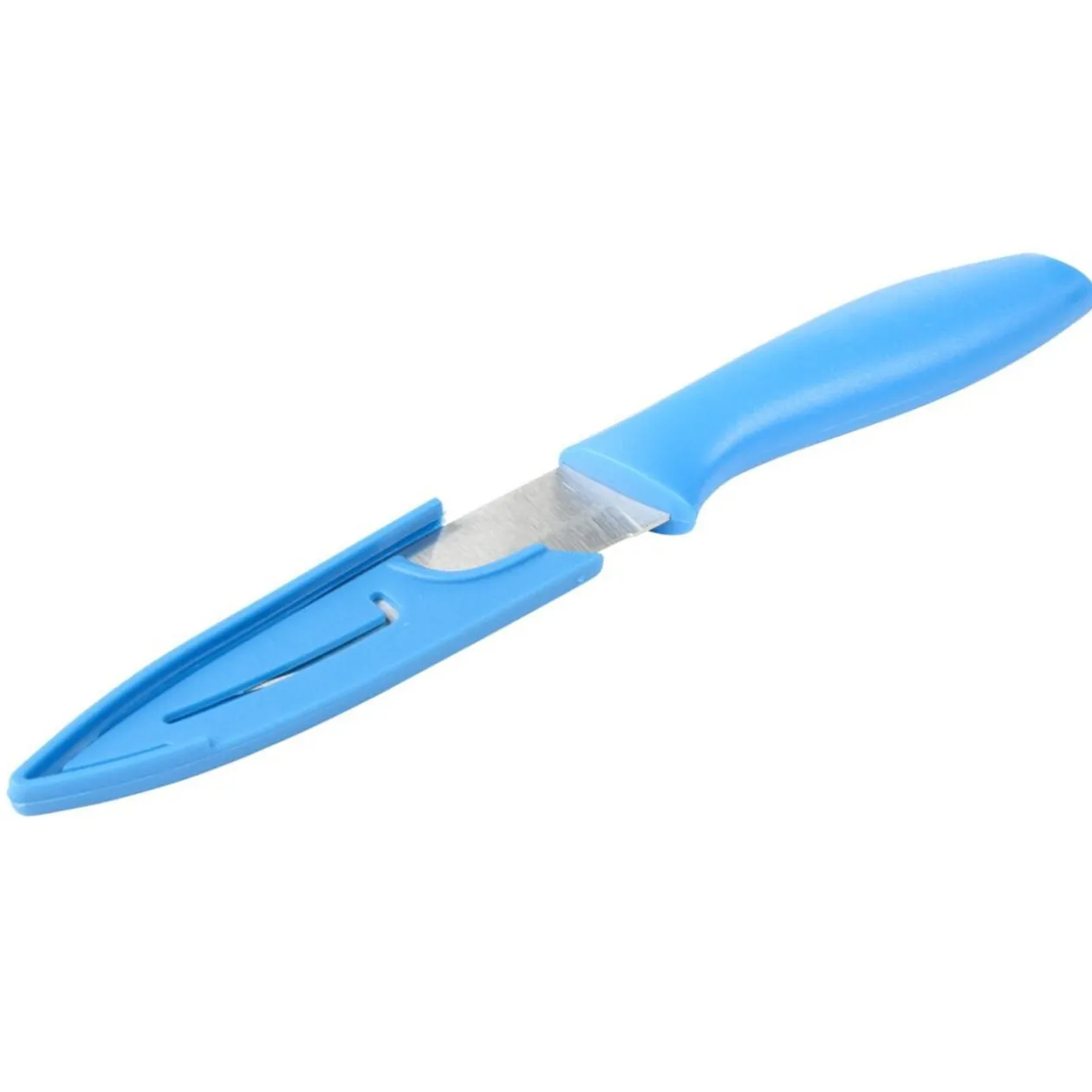 Couteau de cuisine x4 lame inox manche plastique coloré et étuis L19,5cm