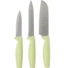 Couteau de cuisine x3 manche ergonomique et antidérapant vert clair < Gifi