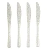 Couteau plastique réutilisable x4 pailleté doré L17cm