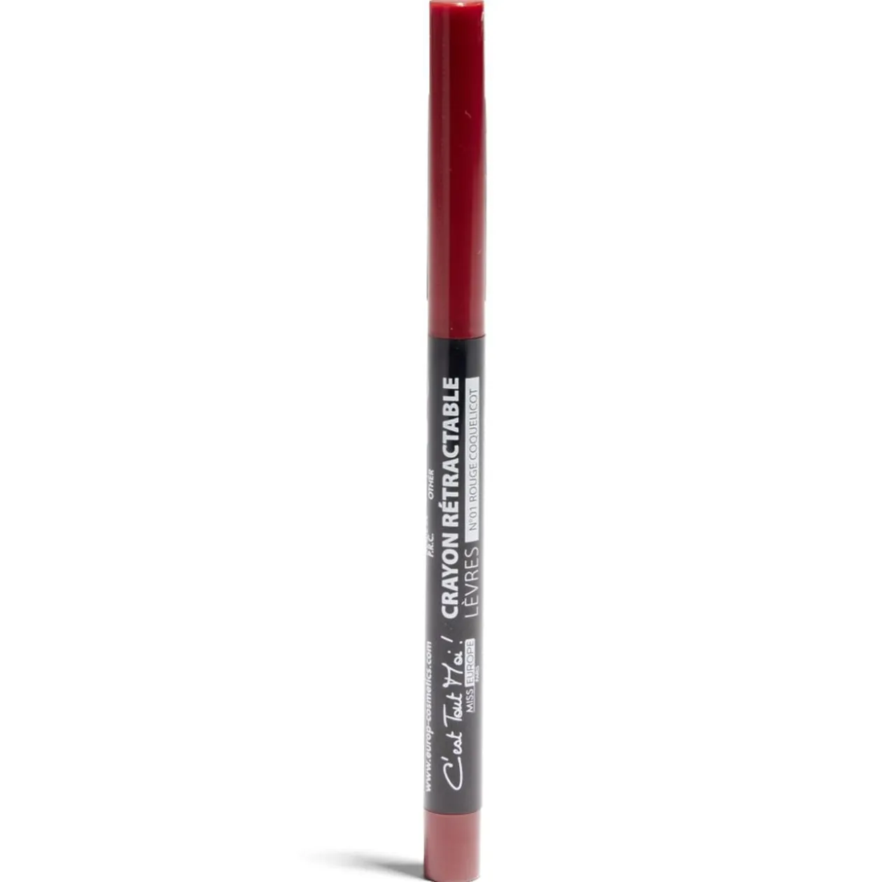 Crayon à lèvres rétractable N°01 rouge coquelicot