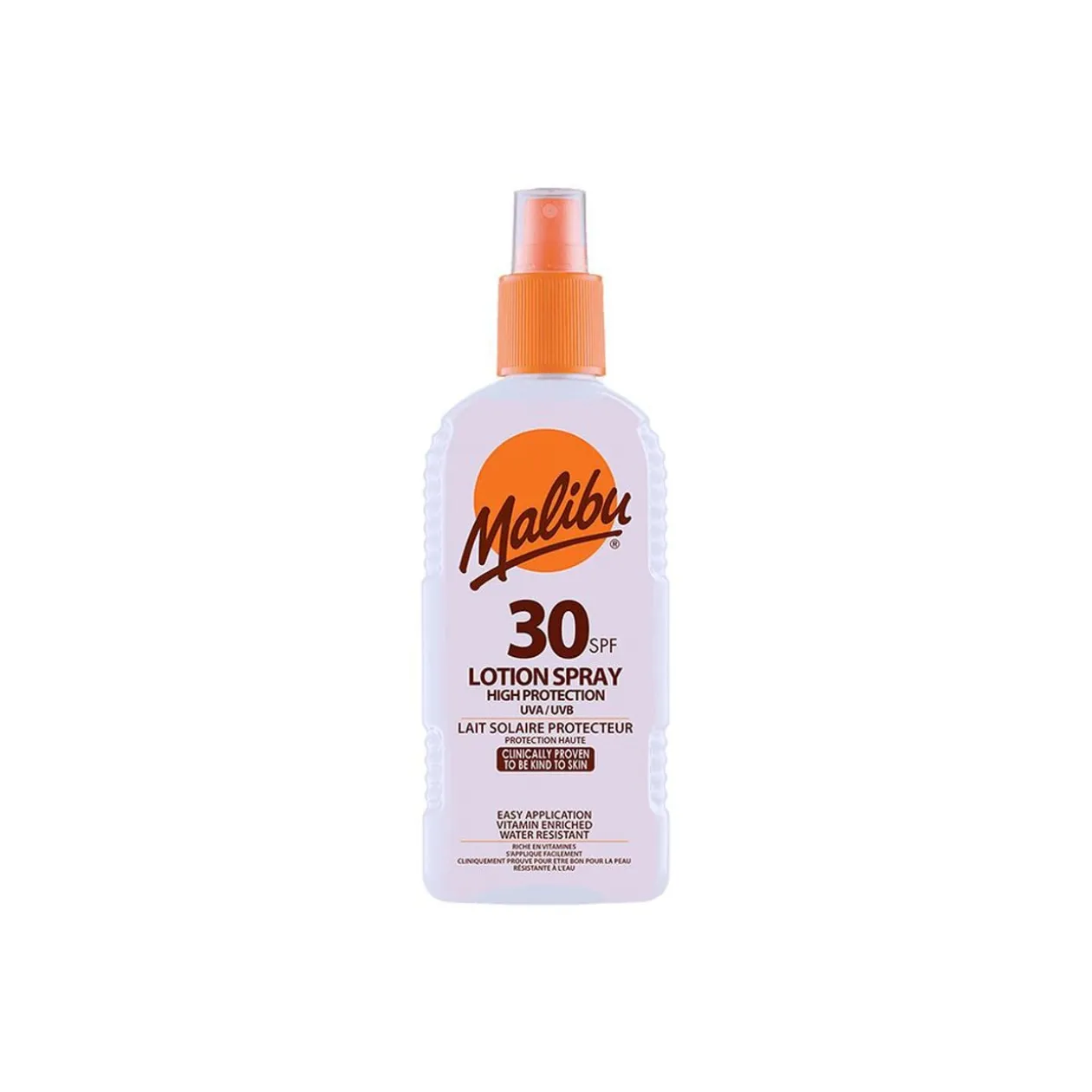 Crème solaire SPF30 haute protection Malibu lotion spray 200ml