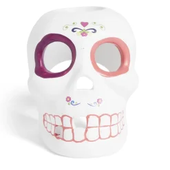 Crâne décoration Halloween en dolomite style mexicain 7x8xH10cm