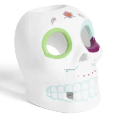Crâne décoration Halloween en dolomite style mexicain 7x8xH10cm
