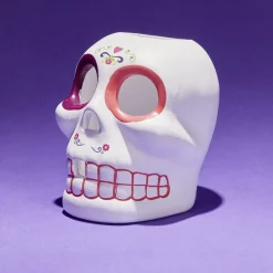 Crâne décoration Halloween en dolomite style mexicain 7x8xH10cm