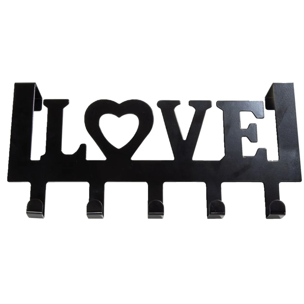 Crochet de porte LOVE en métal blanc ou noir 36,5x16,5cm - 2 modèles