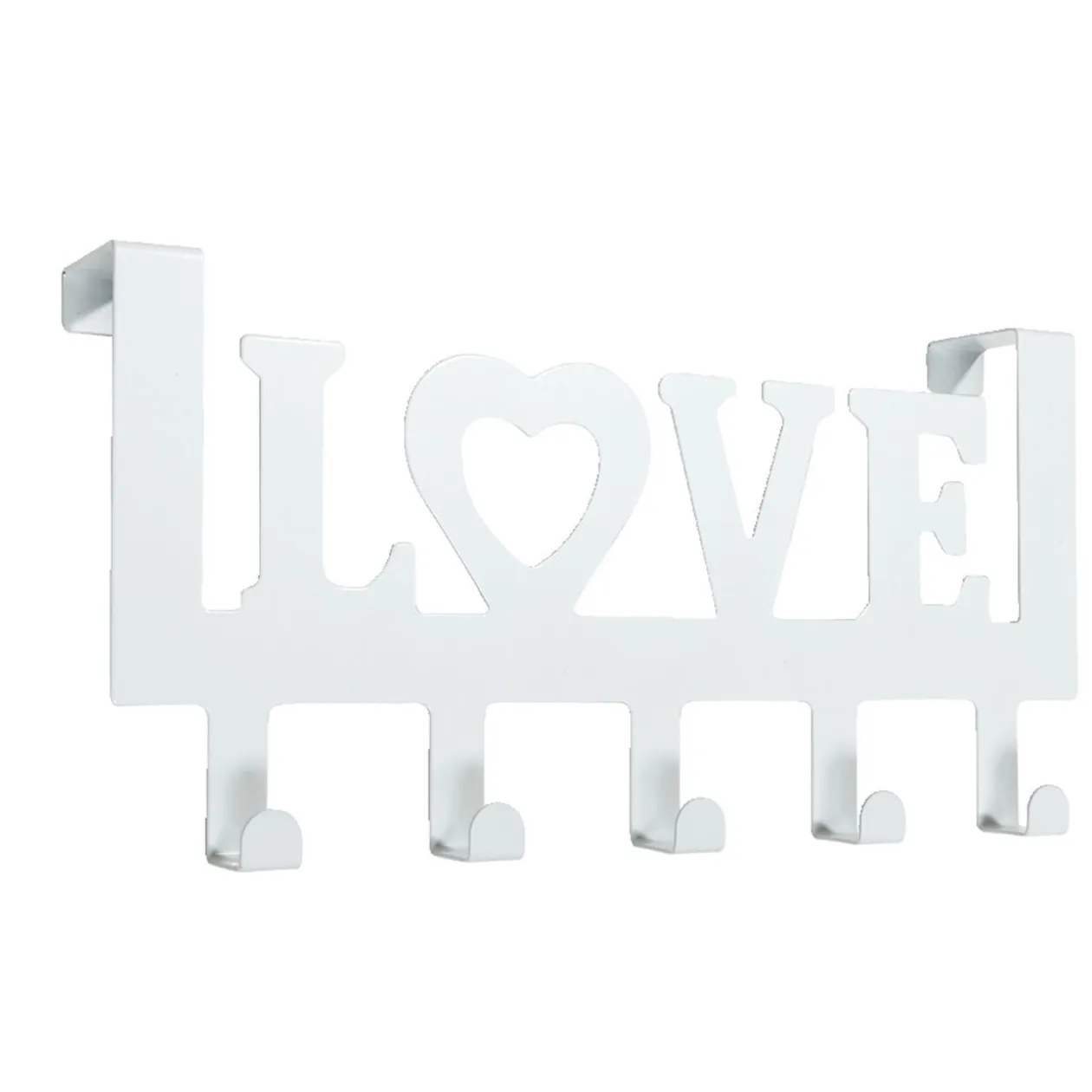 Crochet de porte LOVE en métal blanc ou noir 36,5x16,5cm - 2 modèles