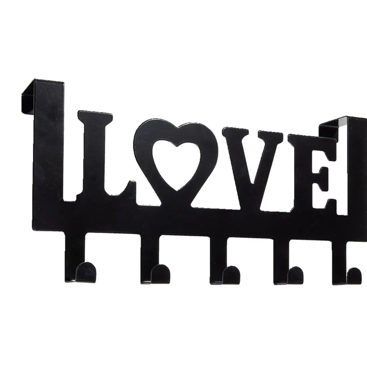 Crochet de porte LOVE en métal blanc ou noir 36,5x16,5cm - 2 modèles