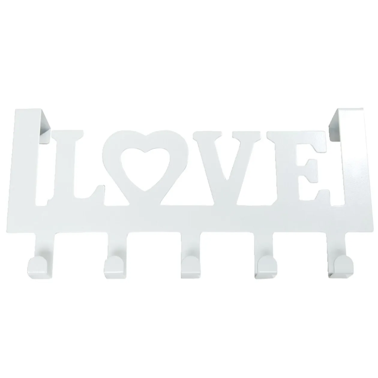 Crochet de porte LOVE en métal blanc ou noir 36,5x16,5cm - 2 modèles