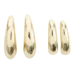Créoles épaisses 2 paires métal doré lisse Ø1,5cm < Gifi Best