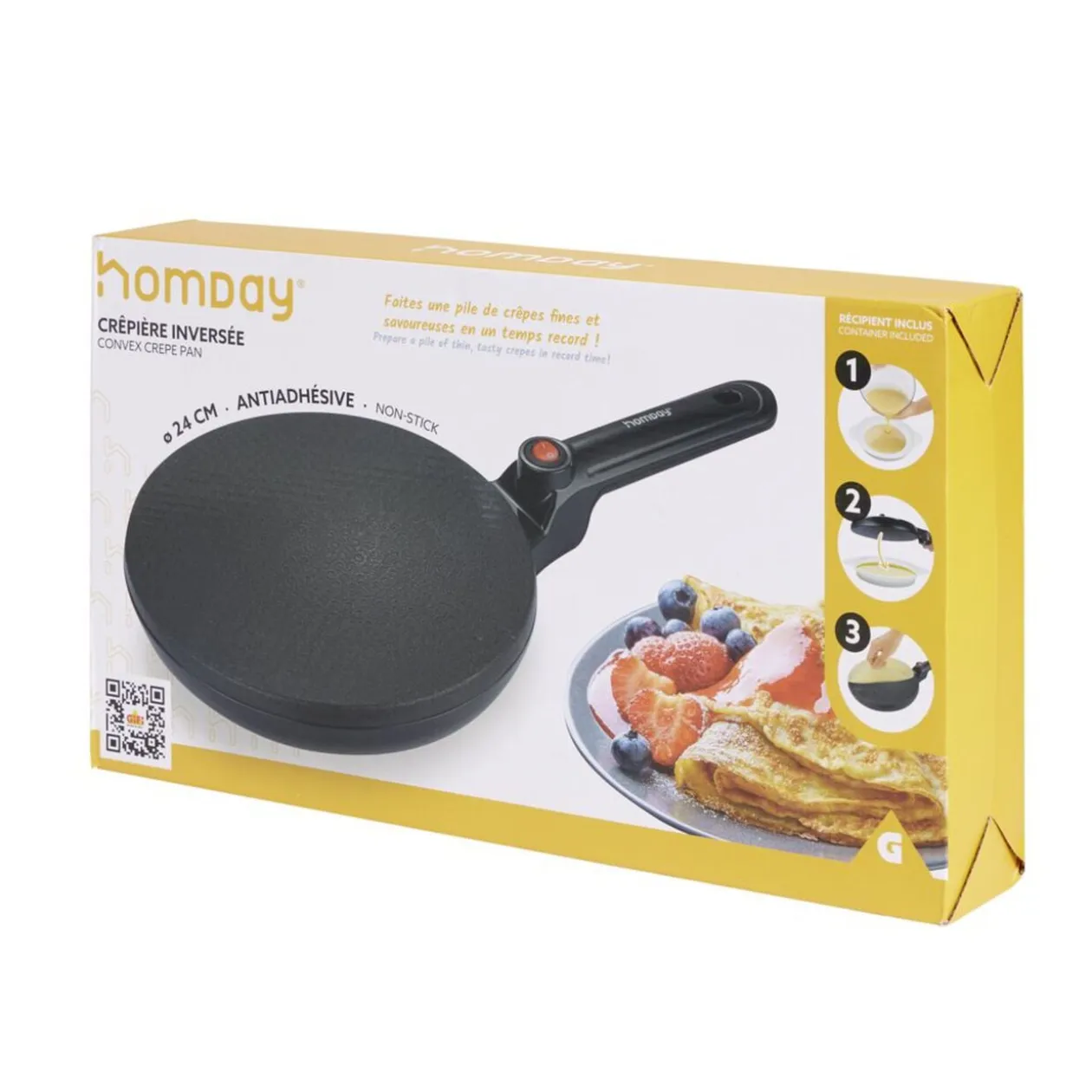 Crépière inversée électrique en alu noir Ø24cm 800W