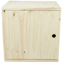 Cube de rangement 1 porte pin naturel < Gifi New