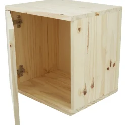 Cube de rangement 1 porte pin naturel < Gifi New