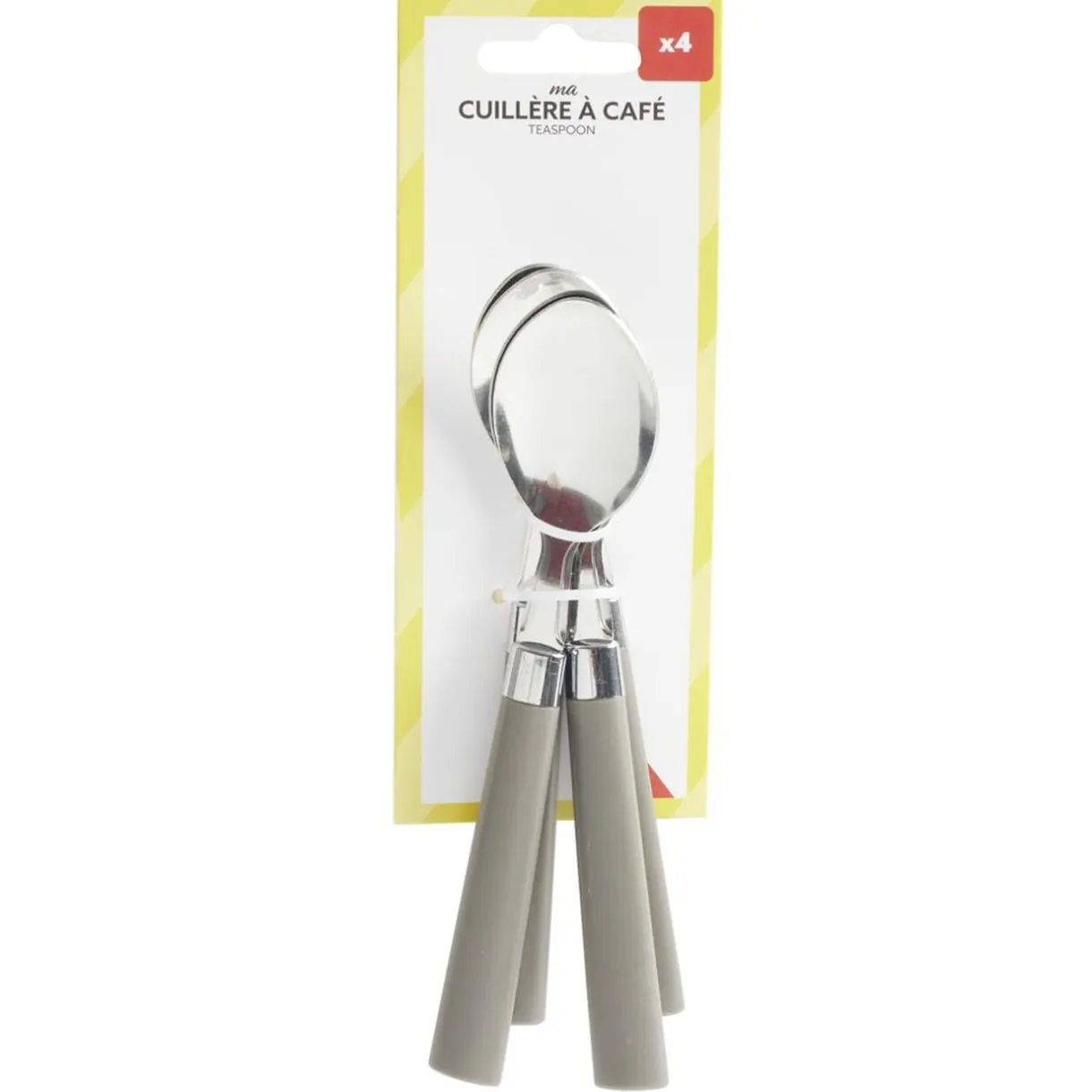 Cuillère à café acier x4 avec manche plastique gris L18cm < Gifi Best