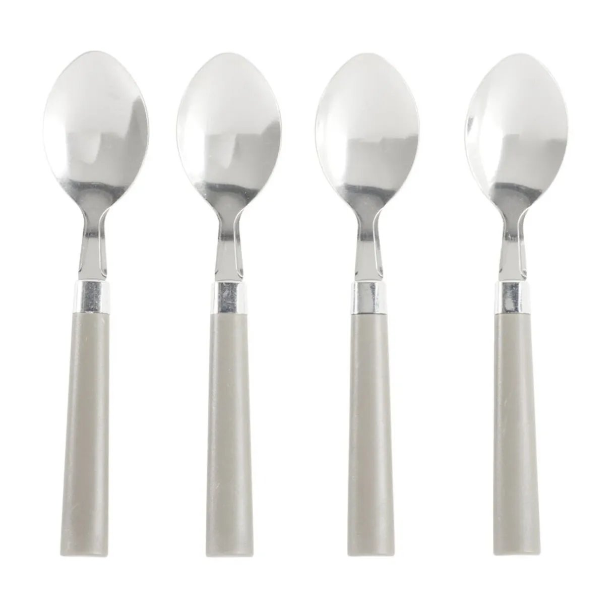 Cuillère à café acier x4 avec manche plastique gris L18cm < Gifi Best
