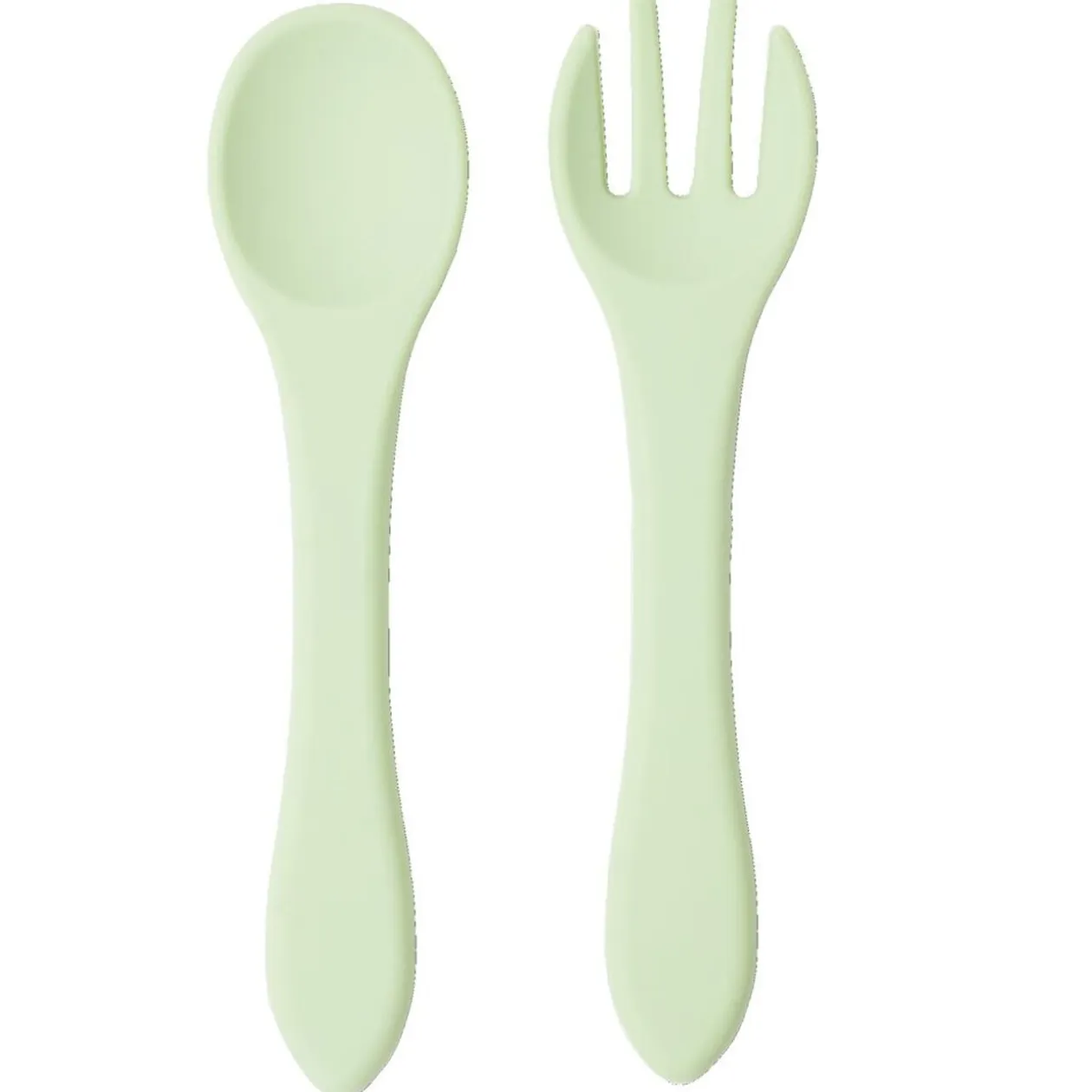 Cuillère et fourchette couverts enfant silicone L14cm (2 modèles)