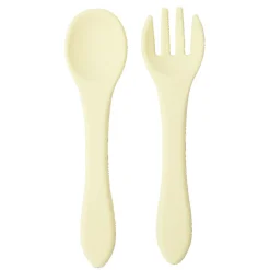 Cuillère et fourchette couverts enfant silicone L14cm (2 modèles)