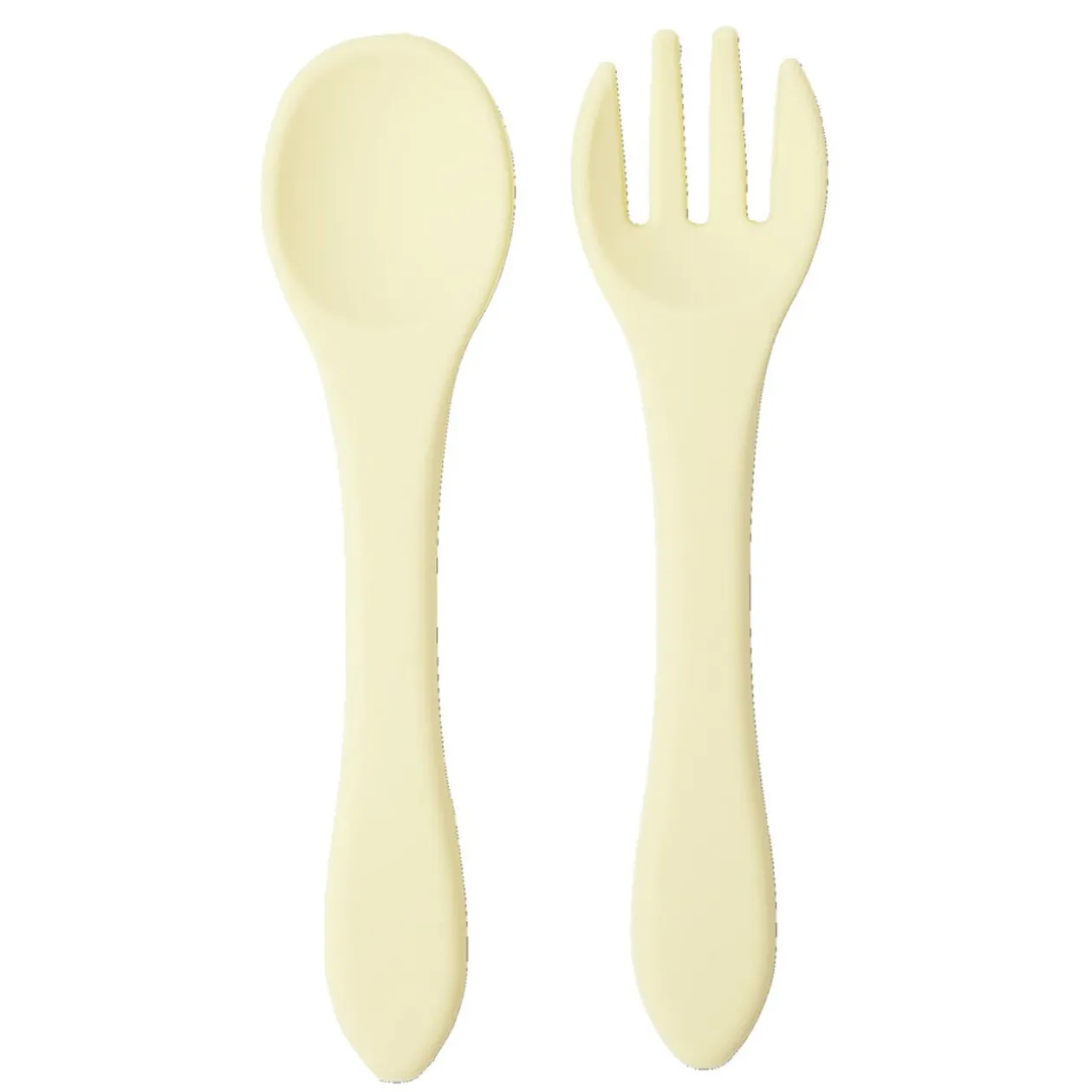 Cuillère et fourchette couverts enfant silicone L14cm (2 modèles)