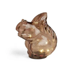 Écureuil décoratif en verre brun avec LED 8,3x14xH15,6cm