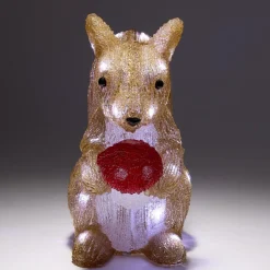 Écureuil de Noël lumineux 40LED acrylique marron H30cm