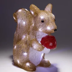 Écureuil de Noël lumineux 40LED acrylique marron H30cm