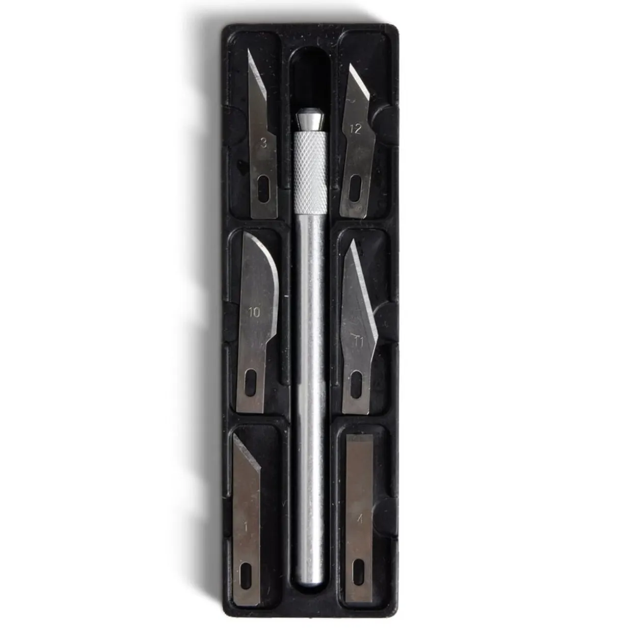 Cutter de précision 7 lames incluses métal gris