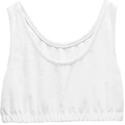 Débardeur crop top Femme tissu éponge blanc
