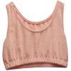 Débardeur crop top Femme tissu éponge rose