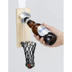 Décapsuleur mural basketball en bois 8x5xH20cm