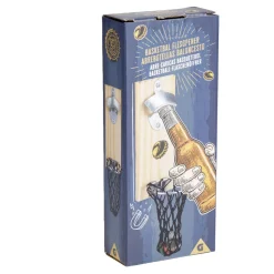 Décapsuleur mural basketball en bois 8x5xH20cm