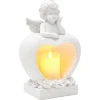 Décoration ange et coeur funéraire avec bougie LED flamme vascillante