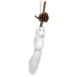 Décoration Écureuil sur branche à poser Noël blanc naturel