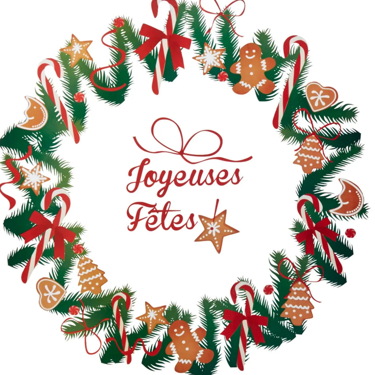 Décoration de fenêtre couronne de Noël sapin < Gifi