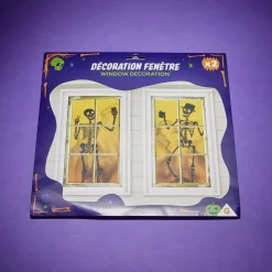 Décoration de fenêtre Halloween silhouette squelette 2 pièces 85xH165cm