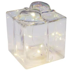 Décoration de Noël LED cadeau lumineux irridescent transparent 12x12xH13cm