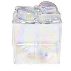Décoration de Noël LED cadeau lumineux irridescent transparent 12x12xH13cm